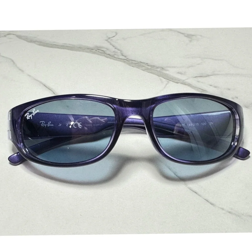 Ray-Ban Junior RJ9034S Purple Glitter Sunglasses Blue Lens Kids 49-15-120